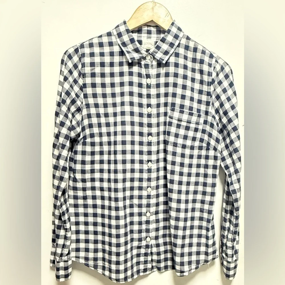 J. Crew Blue and White Plaid Shirt